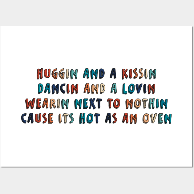 Hugging and a kissing, dancing and a loving. Retro color palette Wall Art by Fruit Tee